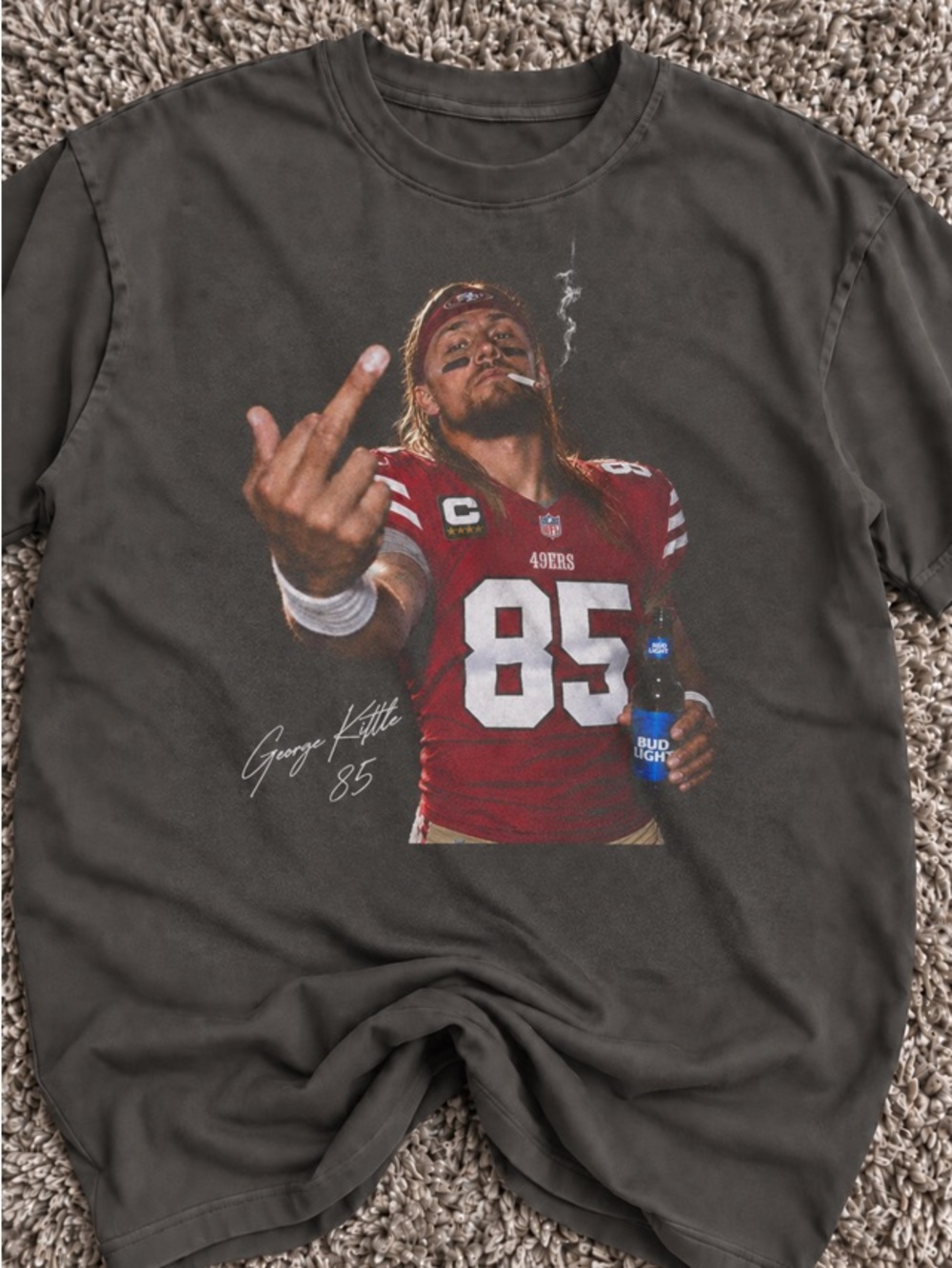 49ers George Kittle Number 85 With Signatures Pepper T-Shirt